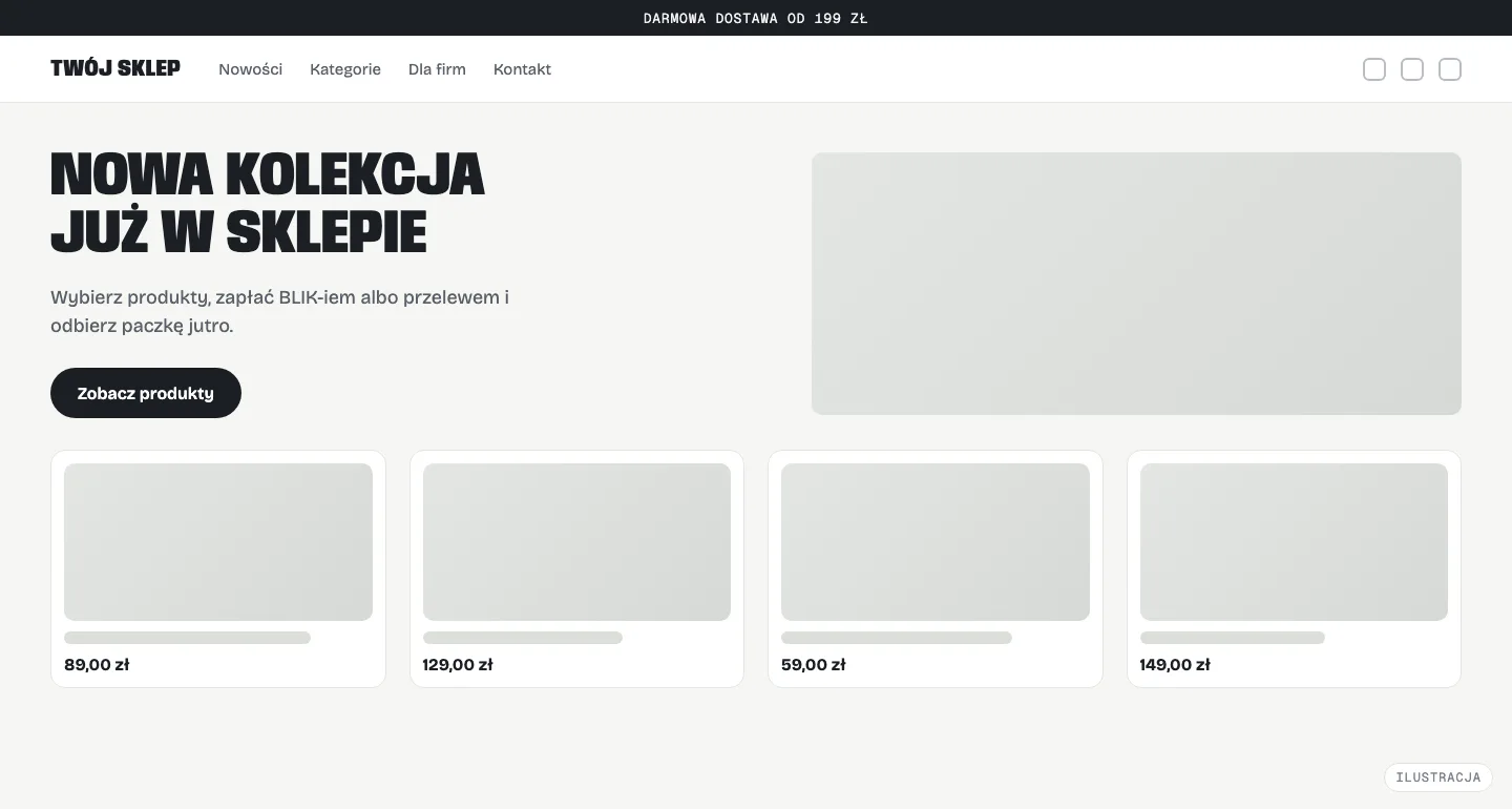 Ilustracja: strona główna sklepu internetowego