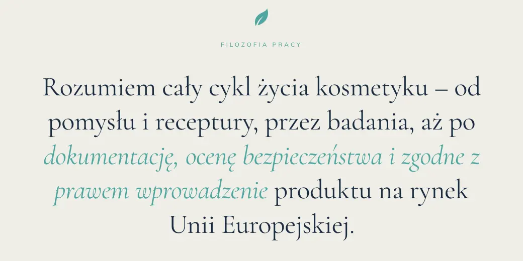 The Work philosophy section: the Cormorant Garamond serif with a sea green accent