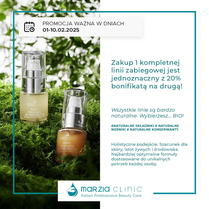 Kreacja promocji Marzia Clinic: 20% bonifikaty na drugą linię zabiegową