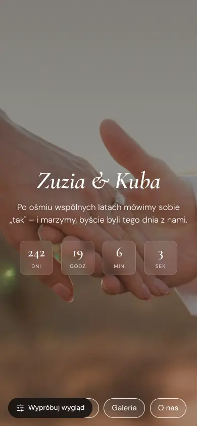 Przykładowa strona ślubna NaszPięknyDzień na telefonie