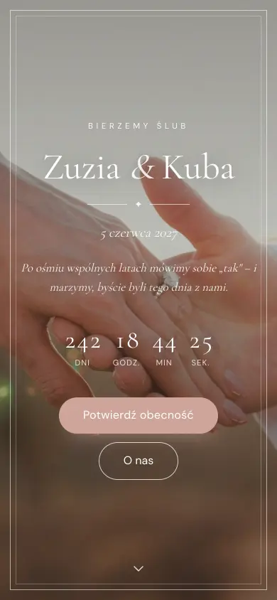 Szablon Klasyczny: strona ślubna Zuzi i Kuby na telefonie
