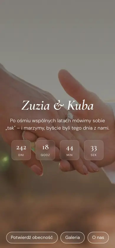Szablon Filmowy: strona ślubna Zuzi i Kuby na telefonie
