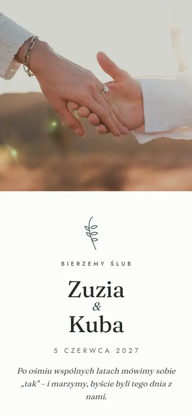 Szablon Ogród: strona ślubna Zuzi i Kuby na telefonie